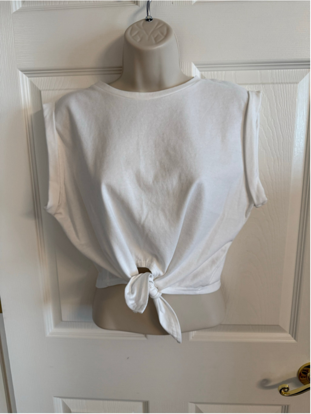 COMMENSE White Cotton Knotted T-Shirt Muscle Tee NWOT L